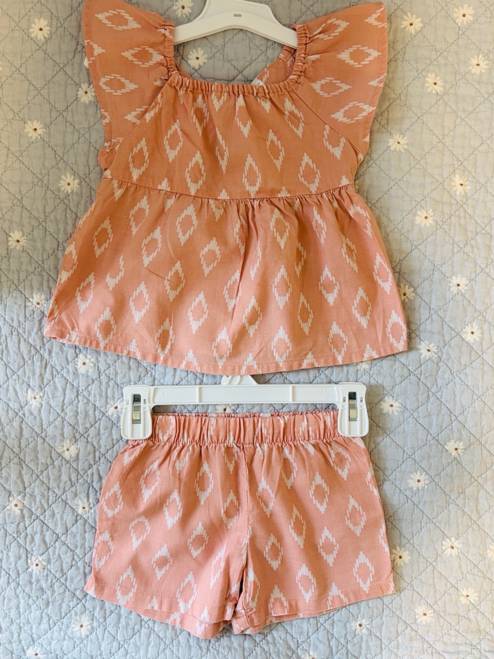 Carter's Peach Ikat Flutter Sleeve Top & Shorts Set 3t